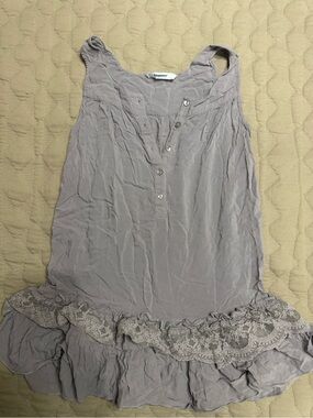 3 Pommes Girls  Soft Lavender/Grey Sleeveless Ruffle Hem Tank